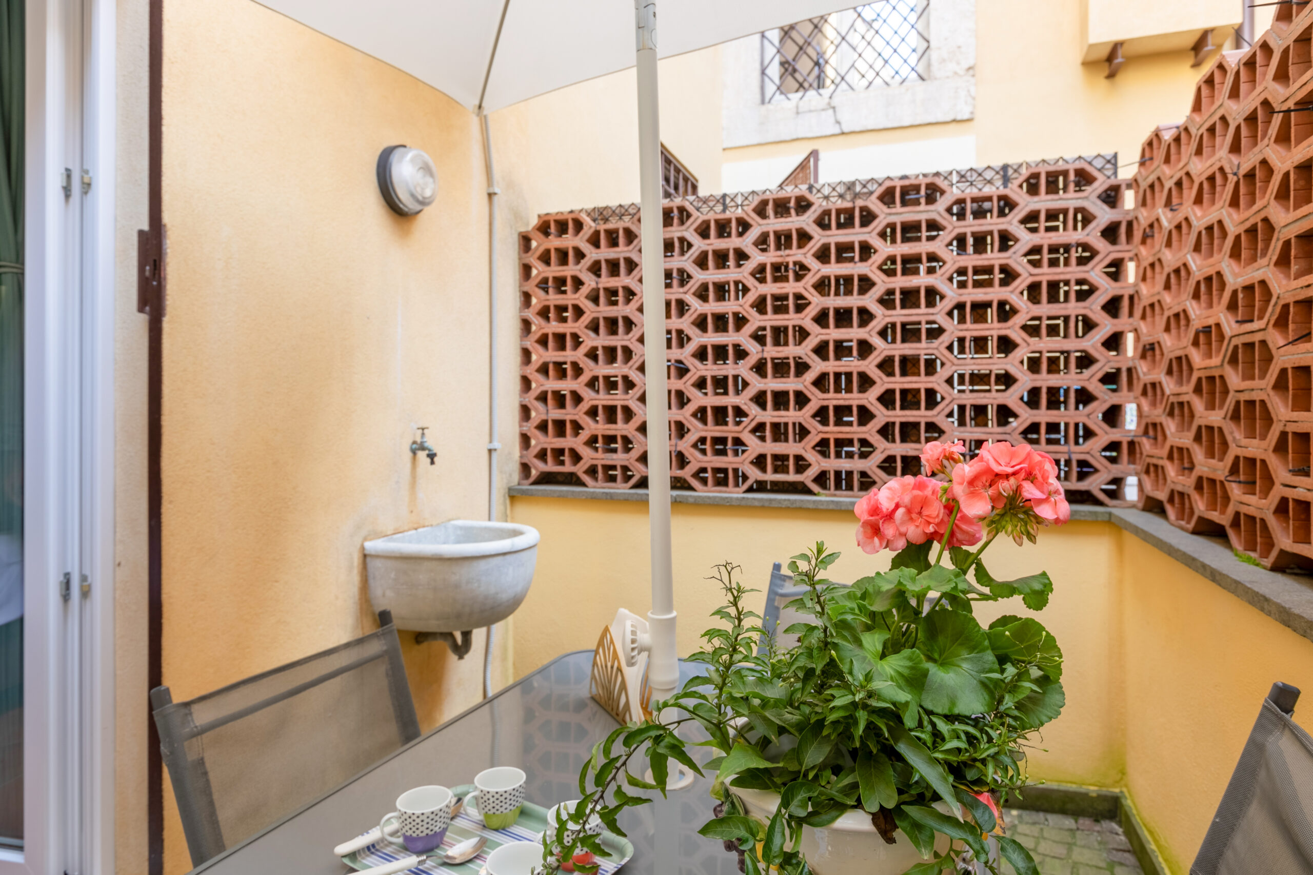 Patio details of the Quiet Trevi Fountain Apartment in Rome